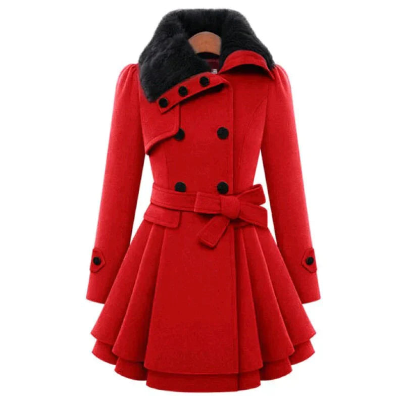 Freya™ | Chic Trench Coat with Vegan Fur