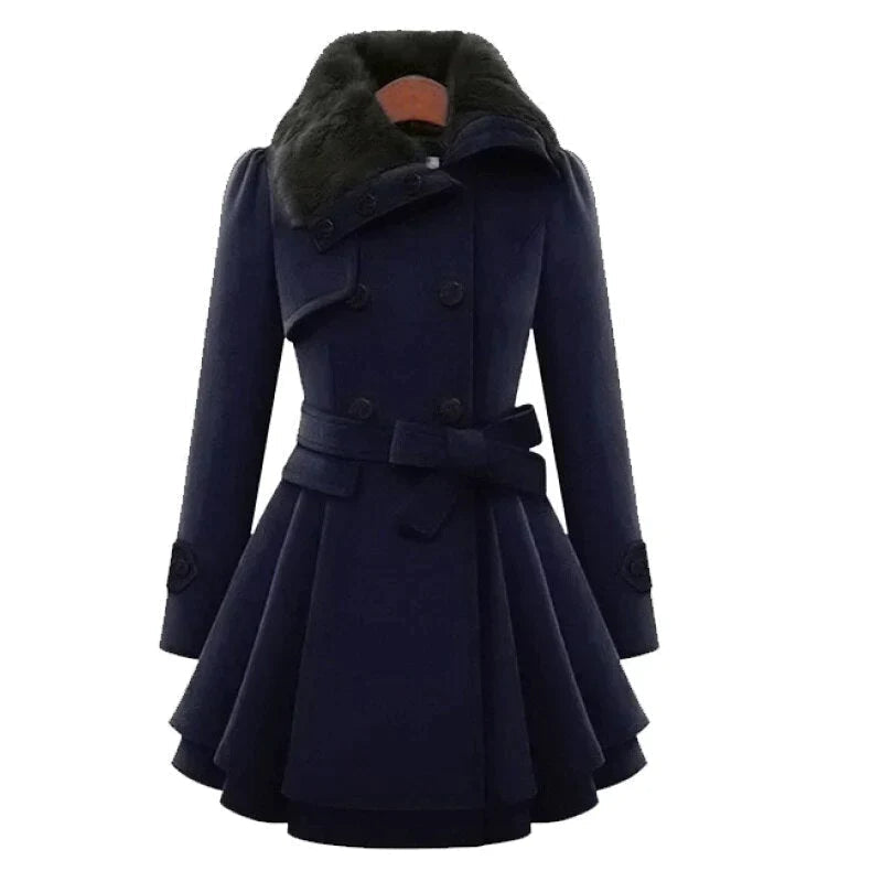 Freya™ | Chic Trench Coat with Vegan Fur