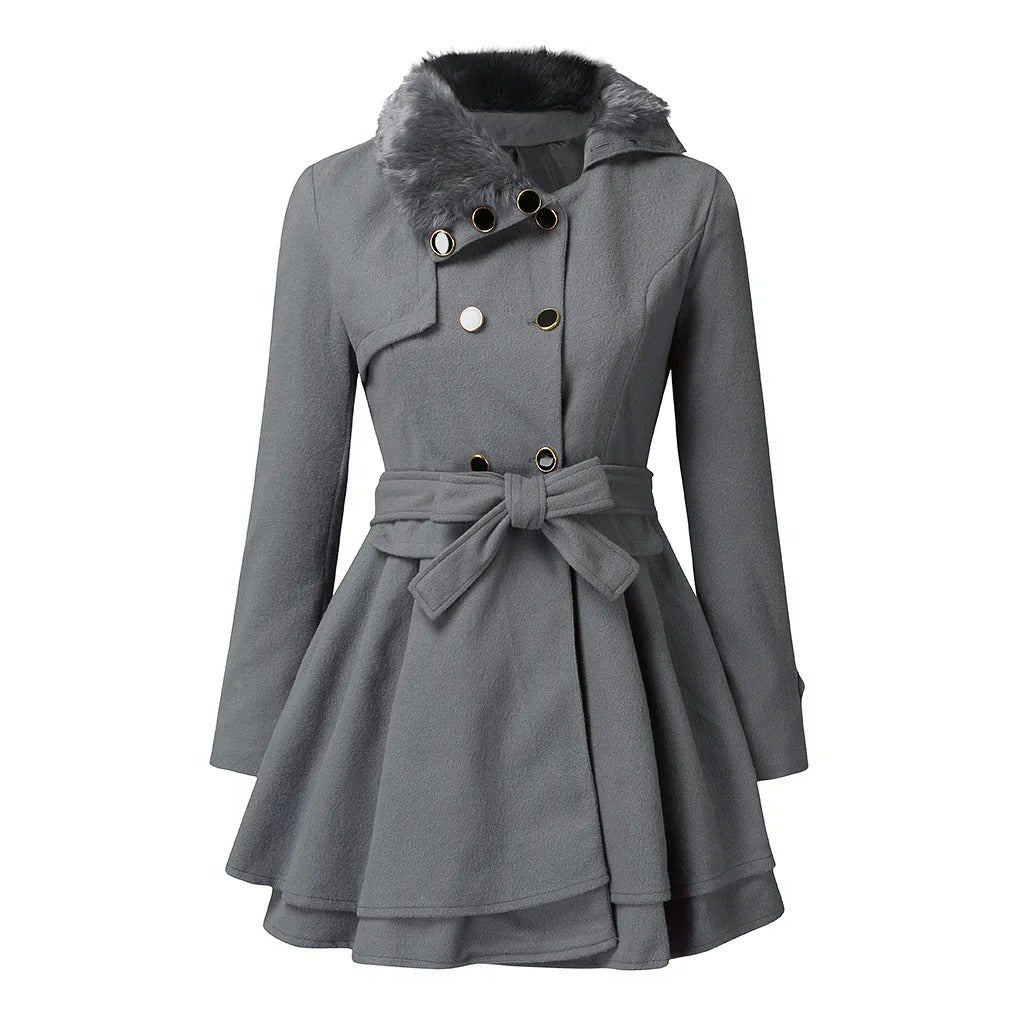 Freya™ | Chic Trench Coat with Vegan Fur