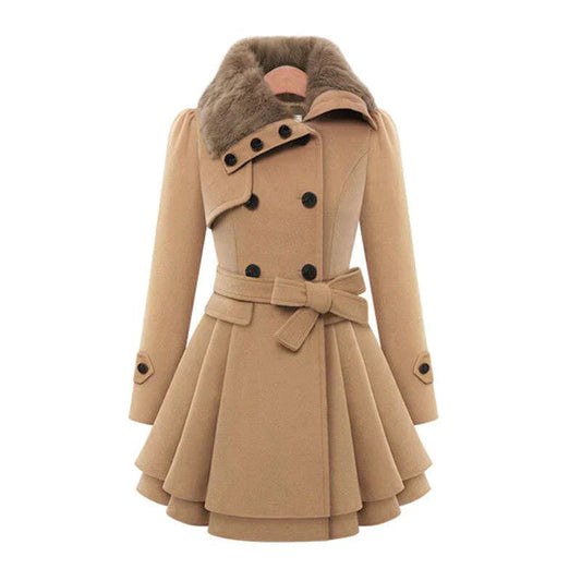 Freya™ | Chic Trench Coat with Vegan Fur
