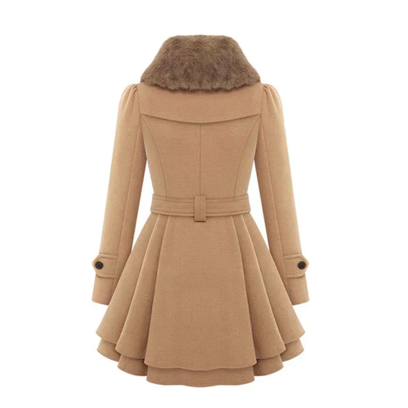 Freya™ | Chic Trench Coat with Vegan Fur