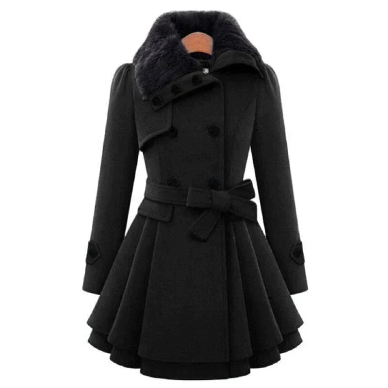 Freya™ | Chic Trench Coat with Vegan Fur