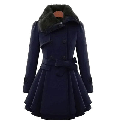 Freya™ | Chic Trench Coat with Vegan Fur